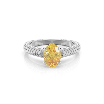 4 Prong Yellow Diamond Vintage Solitaire Engagement Ring