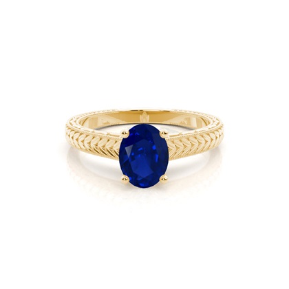 Oval Blue Sapphire Vintage Diamond Engagement Ring