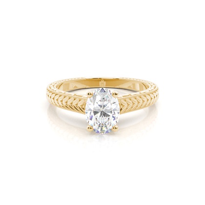 Oval Yellow Gold Solitaire Diamond Rings