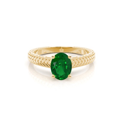 Oval Emerald Vintage Diamond Engagement Ring