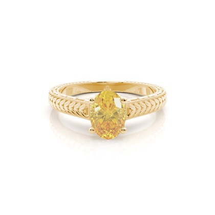 4 Prong Yellow Diamond Vintage Solitaire Engagement Ring