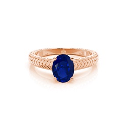 Oval Blue Sapphire Vintage Diamond Engagement Ring