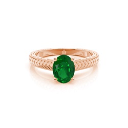 Oval Emerald Vintage Diamond Engagement Ring