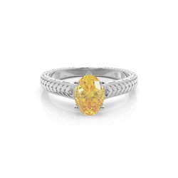 4 Prong Yellow Diamond Vintage Solitaire Engagement Ring