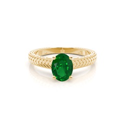Oval Emerald Vintage Diamond Engagement Ring
