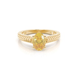 4 Prong Yellow Diamond Vintage Solitaire Engagement Ring