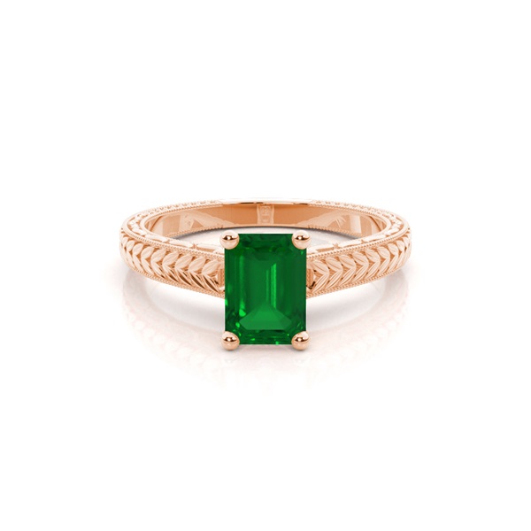 Emerald Shaped Emerald Vintage Diamond Engagement Ring