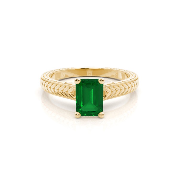 Emerald Shaped Emerald Vintage Diamond Engagement Ring