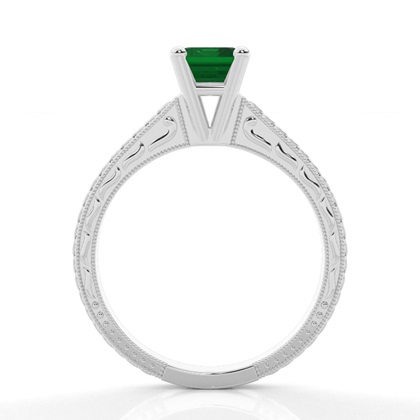 Smaragdformige Smaragd Vintage Diamant Verlobungsring