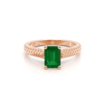 Emerald Rose Gold Diamond Rings Gemstones