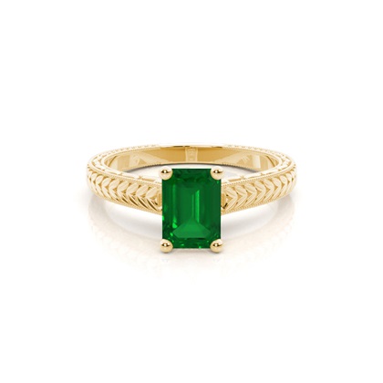 Emerald Shaped Emerald Vintage Diamond Engagement Ring