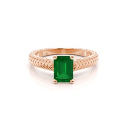 Emerald Shaped Emerald Vintage Diamond Engagement Ring