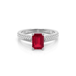 Smaragdformige Rubin Vintage Diamant Verlobungsring
