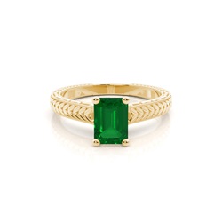 Emerald Shaped Emerald Vintage Diamond Engagement Ring