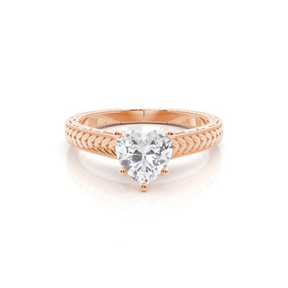 Heart Rose Gold Solitaire Diamond Rings