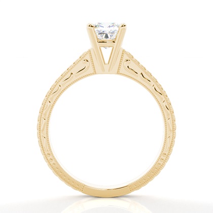 Cushion Yellow Gold Classic Solitaire Engagement Rings