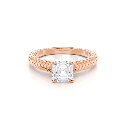 Asscher Rose Gold Solitaire Diamond Rings