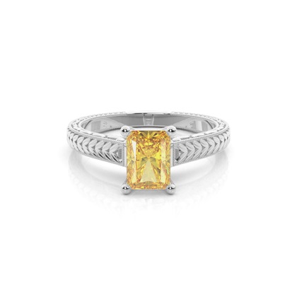 4 Prong Yellow Diamond Vintage Solitaire Engagement Ring