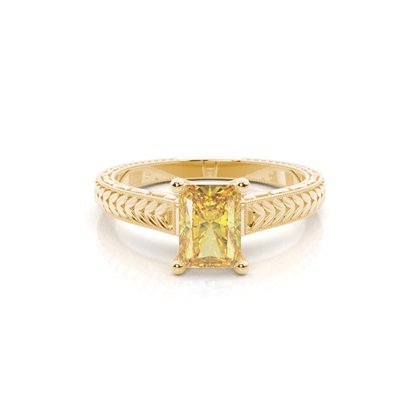 4 Prong Yellow Diamond Vintage Solitaire Engagement Ring