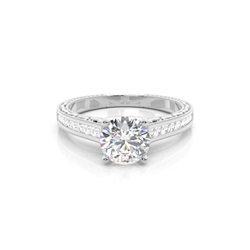White Gold Princess Vintage Diamond Engagement Ring