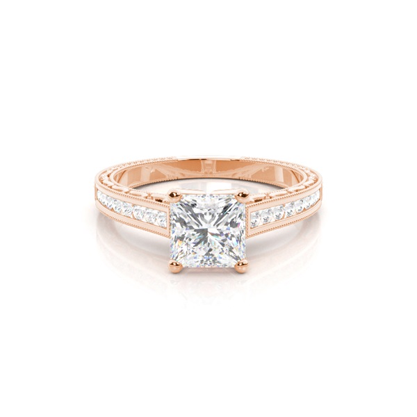White Gold Princess Vintage Diamond Engagement Ring