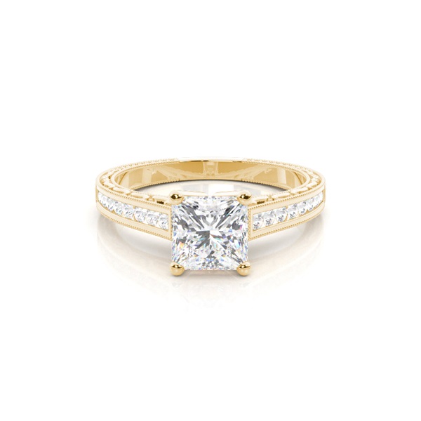 White Gold Princess Vintage Diamond Engagement Ring