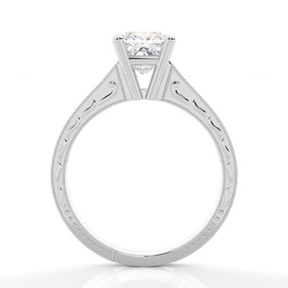 White Gold Princess Vintage Diamond Engagement Ring