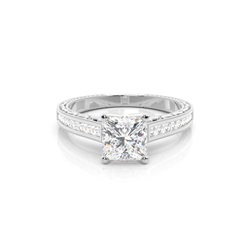 White Gold Princess Vintage Diamond Engagement Ring