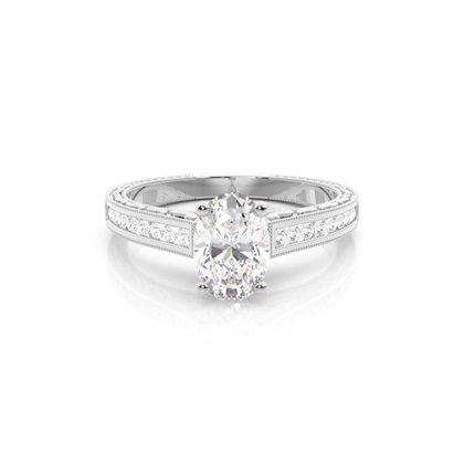 Oval Side Stone Diamond Engagement Rings