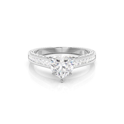 Heart Side Stone Diamond Engagement Rings