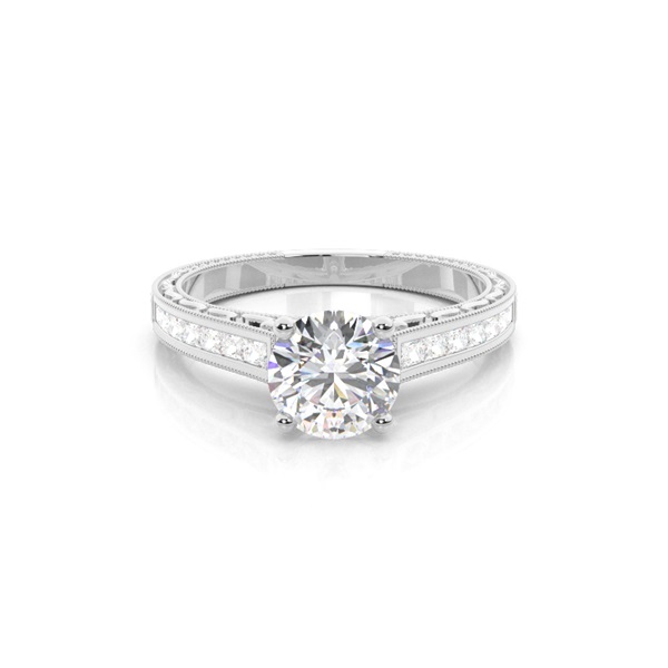 White Gold Oval Vintage Diamond Engagement Ring