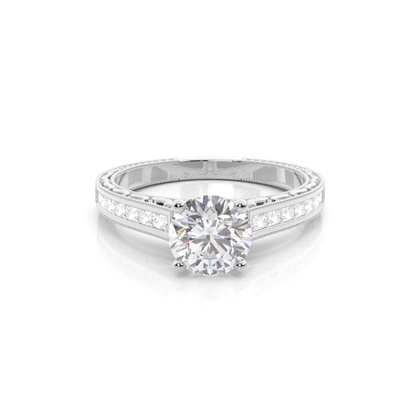 White Gold Oval Vintage Moissanite Engagement Ring