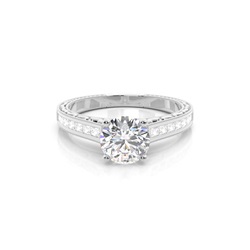 White Gold Oval Vintage Diamond Engagement Ring