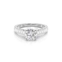 White Gold Oval Vintage Moissanite Engagement Ring