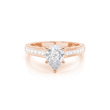 White Gold Oval Vintage Moissanite Engagement Ring