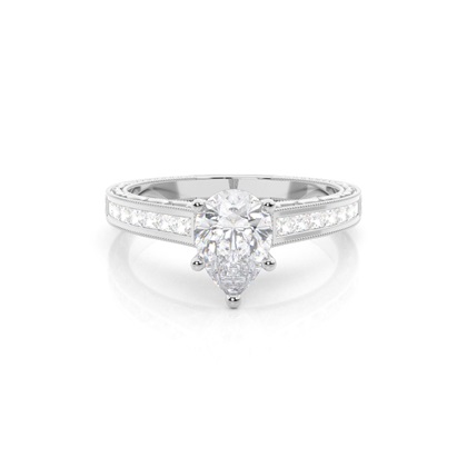 White Gold Oval Vintage Moissanite Engagement Ring