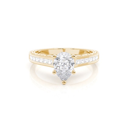 White Gold Oval Vintage Moissanite Engagement Ring