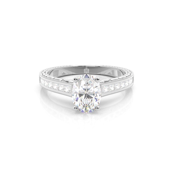 White Gold Oval Vintage Diamond Engagement Ring