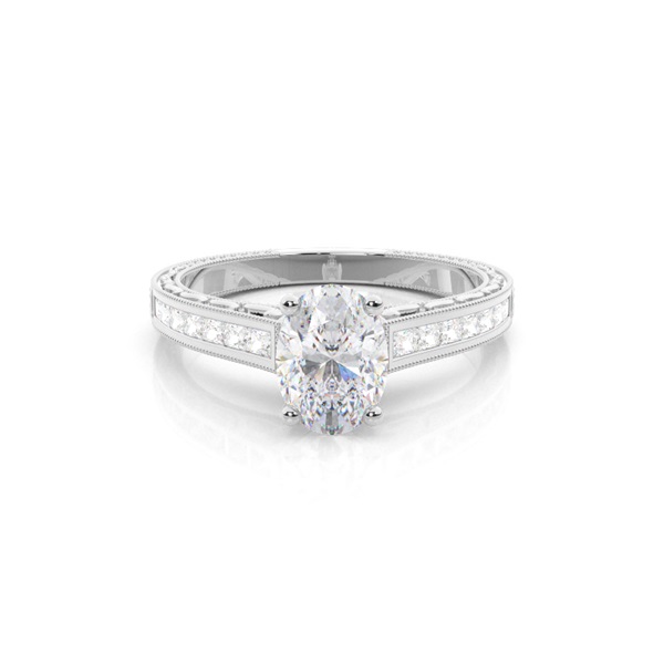 White Gold Oval Vintage Moissanite Engagement Ring