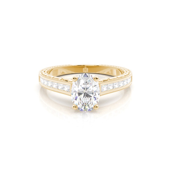 White Gold Oval Vintage Diamond Engagement Ring