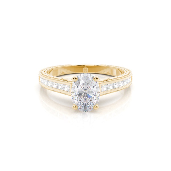 White Gold Oval Vintage Moissanite Engagement Ring