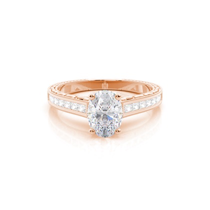 White Gold Oval Vintage Moissanite Engagement Ring