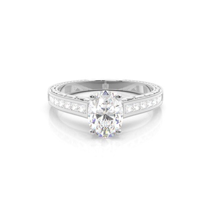 White Gold Oval Vintage Diamond Engagement Ring