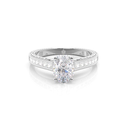 White Gold Oval Vintage Moissanite Engagement Ring