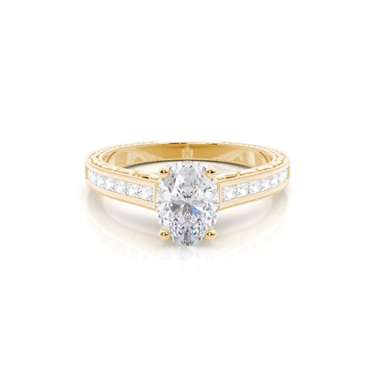 White Gold Oval Vintage Moissanite Engagement Ring