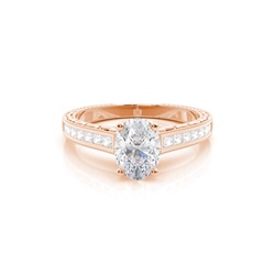 White Gold Oval Vintage Moissanite Engagement Ring