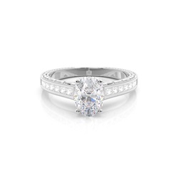 White Gold Oval Vintage Moissanite Engagement Ring
