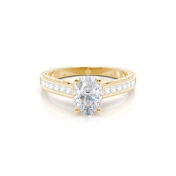 White Gold Oval Vintage Moissanite Engagement Ring