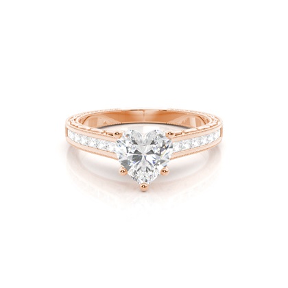 Heart Rose Gold Side Stone Diamond Rings