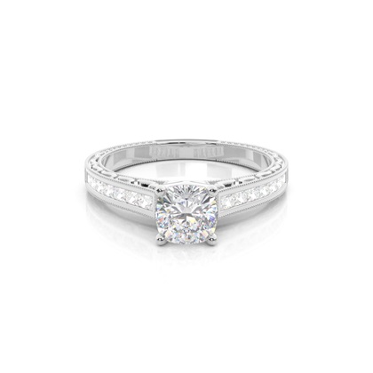 White Gold Oval Vintage Moissanite Engagement Ring